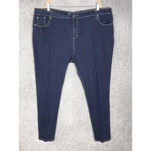Chic Denim Tapered Straight Leg Jeans Womens‎ Size 24 Stretch Dark Wash Blue